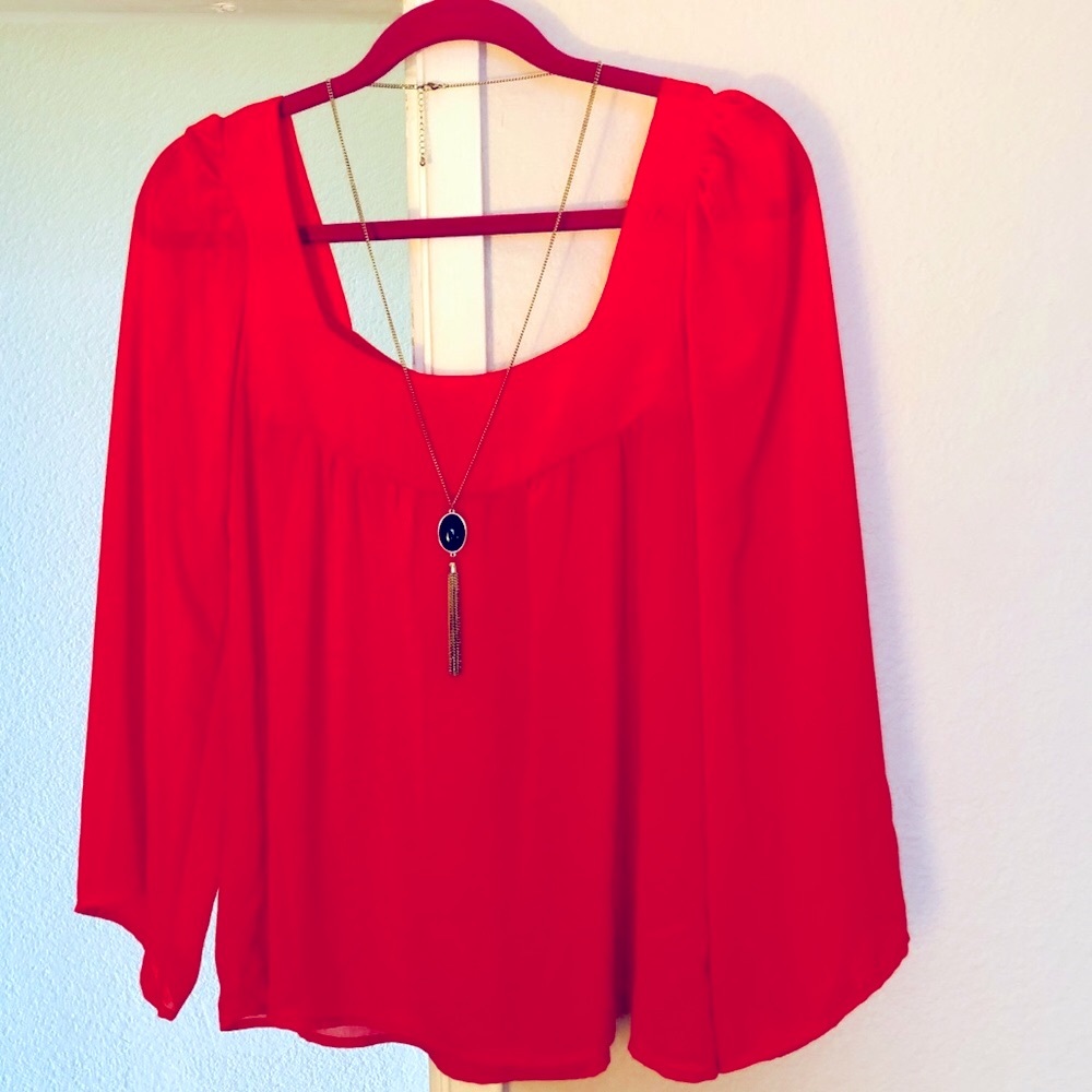 Semi-Sheer Long Sleeve Blouse - Small